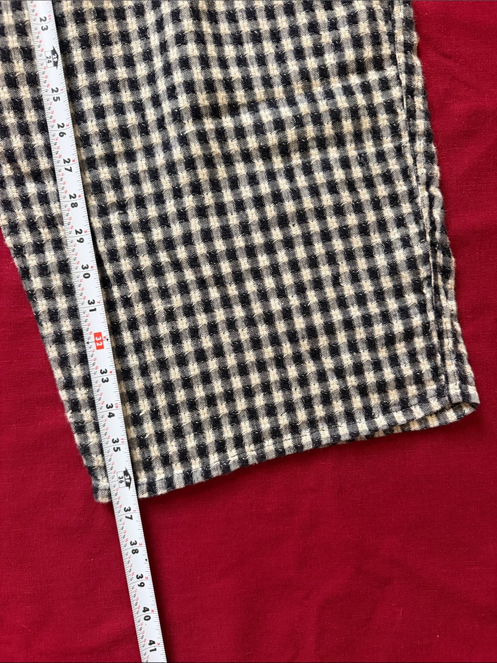 Flax Sz L Black and White Gingham Wide-Leg Pants - Picture 11 of 14